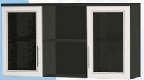 Антресоль большая с двумя стеклодверями ДЛЯ ГОСТИНОЙ АБС-2 Венге/Дуб выбеленный в Искитиме - iskitim.katalogmebeli.com | фото