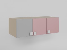 Антресоль на шкаф 3-х створчатый (Розовый/Серый/корпус Клен) в Искитиме - iskitim.katalogmebeli.com | фото