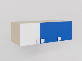 Антресоль на шкаф 3-х створчатый Скай люкс (Синий/Белый/корпус Клен) в Искитиме - iskitim.katalogmebeli.com | фото