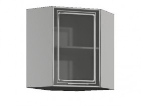 Бетон ШВУС 550*550 Шкаф верхний угловой с одной дверцей со стеклом в Искитиме - iskitim.katalogmebeli.com | фото