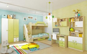 Детская комната Эппл (Зеленый/Белый/корпус Клен) в Искитиме - iskitim.katalogmebeli.com | фото 3