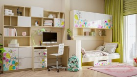 Детская комната Флёр (Белый/корпус Клен) в Искитиме - iskitim.katalogmebeli.com | фото