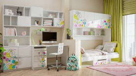 Детская комната Флер (Белый/корпус Выбеленное дерево) в Искитиме - iskitim.katalogmebeli.com | фото 2