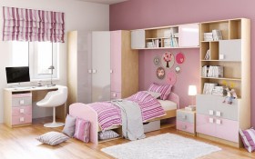 Детская комната Грэйси (Розовый/Серый/корпус Клен) в Искитиме - iskitim.katalogmebeli.com | фото 3