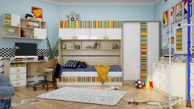 Детская комната Клаксон без машинок (Белый/корпус Клен) в Искитиме - iskitim.katalogmebeli.com | фото 5