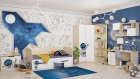 Детская комната Санни (Белый/корпус Клен) в Искитиме - iskitim.katalogmebeli.com | фото 2