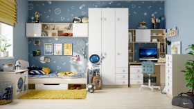 Детская комната Санни (Белый/корпус Клен) в Искитиме - iskitim.katalogmebeli.com | фото