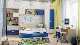 Детская комната Скай Люкс (Синий/Белый/корпус Клен) в Искитиме - iskitim.katalogmebeli.com | фото