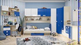 Детская комната Скай Люкс (Синий/Белый/корпус Клен) в Искитиме - iskitim.katalogmebeli.com | фото 3