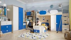 Детская комната Скай Люкс (Синий/Белый/корпус Клен) в Искитиме - iskitim.katalogmebeli.com | фото 5
