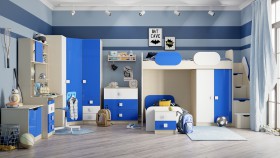 Детская комната Скай Люкс (Синий/Белый/корпус Клен) в Искитиме - iskitim.katalogmebeli.com | фото 7