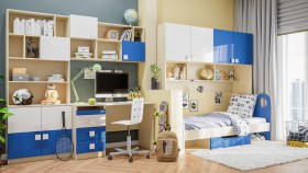 Детская комната Скай Люкс (Синий/Белый/корпус Клен) в Искитиме - iskitim.katalogmebeli.com | фото 9