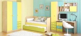Детская комната Смайли (Желтый/Голубой/Зеленый/корпус Клен) в Искитиме - iskitim.katalogmebeli.com | фото