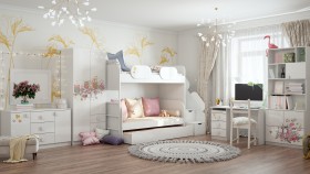Детская комната Совушки (Белый/корпус Выбеленное дерево) в Искитиме - iskitim.katalogmebeli.com | фото 3