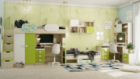 Детская комната Твит (Белый/Зеленый/корпус Клен) в Искитиме - iskitim.katalogmebeli.com | фото 8