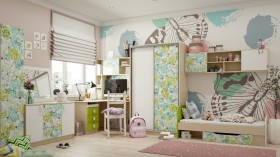 Детская комната Твит (Белый/Зеленый/корпус Клен) в Искитиме - iskitim.katalogmebeli.com | фото 1