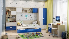 Диван-кровать Скай люкс (Синий/Белый/корпус Клен) в Искитиме - iskitim.katalogmebeli.com | фото 2