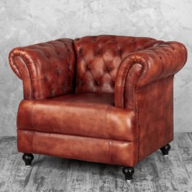 Кресло кожаное Лофт Честер-Нью (Коричневый) в Искитиме - iskitim.katalogmebeli.com | фото