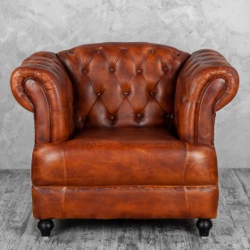 Кресло кожаное Лофт Честер-Нью (Коричневый, Рыжий) в Искитиме - iskitim.katalogmebeli.com | фото 7