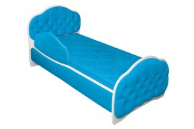 Кровать 160 Гармония 84 Ярко-голубой (мягкий бортик) в Искитиме - iskitim.katalogmebeli.com | фото