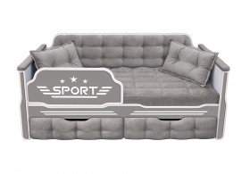 Кровать 160 серии Спорт 2 ящика 45 Серый (подушки) в Искитиме - iskitim.katalogmebeli.com | фото