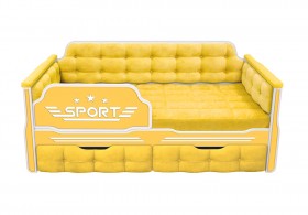 Кровать 160 серии Спорт 2 ящика 74 Жёлтый (мягкие боковые накладки) в Искитиме - iskitim.katalogmebeli.com | фото