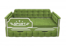 Кровать 160 серии Спорт 2 ящика 76 Зелёный (мягкие боковые накладки) в Искитиме - iskitim.katalogmebeli.com | фото