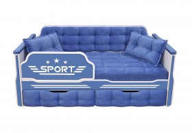 Кровать 160 серии Спорт 2 ящика 85 Синий (подушки) в Искитиме - iskitim.katalogmebeli.com | фото 1