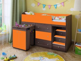 Кровать-чердак Малыш 1600 Бодего/Оранжевый в Искитиме - iskitim.katalogmebeli.com | фото