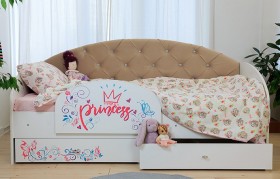 Кровать детская Эльза с бортиком Принцесса Белый/Бежевый в Искитиме - iskitim.katalogmebeli.com | фото