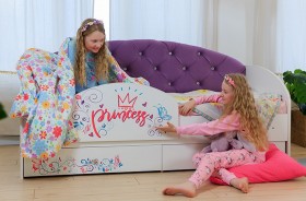 Кровать детская Эльза с бортиком Принцесса Белый/Фиолетовый в Искитиме - iskitim.katalogmebeli.com | фото