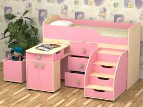 Кровать детская Фея 1.6 Дуб молочный/Розовый в Искитиме - iskitim.katalogmebeli.com | фото 1