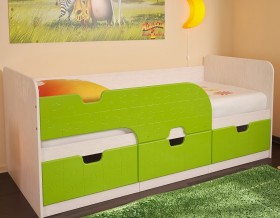 Кровать детская Минима 1,86м с ящиками (дуб атланта/лайм глянец) в Искитиме - iskitim.katalogmebeli.com | фото