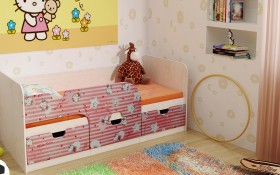 Кровать детская Минима Лего 1,86м с ящиками (дуб атланта/лиловый сад) в Искитиме - iskitim.katalogmebeli.com | фото 4