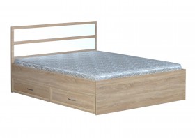 Кровать двойная с ящиками 1600-2 без матраса (прямые спинки) Дуб Сонома в Искитиме - iskitim.katalogmebeli.com | фото 1