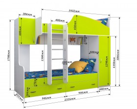 Кровать двухъярусная Юниор-2 Бодего/Голубой в Искитиме - iskitim.katalogmebeli.com | фото 2