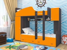 Кровать двухъярусная Юниор-2 Бодего/Оранжевый в Искитиме - iskitim.katalogmebeli.com | фото
