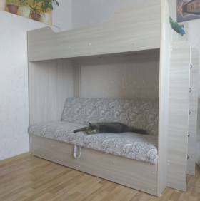 Кровать двухъярусная с диваном (Беленый дуб) в Искитиме - iskitim.katalogmebeli.com | фото 1