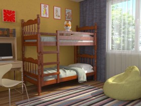 Кровать двухъярусная Соня из массива сосны 800*1890 Орех в Искитиме - iskitim.katalogmebeli.com | фото