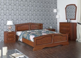 Кровать Елена из массива сосны 1200*2000 Орех в Искитиме - iskitim.katalogmebeli.com | фото