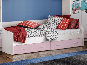 Кровать Fashion-1 Вега 0,9 м (Белый/Розовый) в Искитиме - iskitim.katalogmebeli.com | фото 1