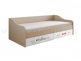 Кровать Girl Вега 0,9 м (Дуб беленый/Белый глянец/фотопечать) в Искитиме - iskitim.katalogmebeli.com | фото