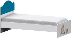 Кровать Каспер с мягкой спинкой и фотопечатью (800х1900)  Белый/Бирюза в Искитиме - iskitim.katalogmebeli.com | фото