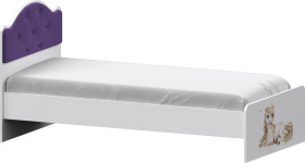 Кровать Каспер с мягкой спинкой и фотопечатью (800х1900)Белый/Фиолетовый в Искитиме - iskitim.katalogmebeli.com | фото 1