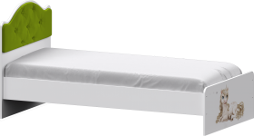 Кровать Каспер с мягкой спинкой и фотопечатью (800х1900)Белый/Лайм в Искитиме - iskitim.katalogmebeli.com | фото 1