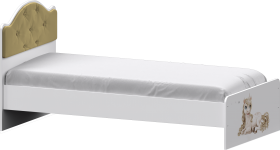 Кровать Каспер с мягкой спинкой и фотопечатью (800х1900)  Белый/Ваниль в Искитиме - iskitim.katalogmebeli.com | фото 1