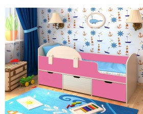 Кровать Малыш-мини Дуб молочный/Розовый в Искитиме - iskitim.katalogmebeli.com | фото 1