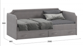 Кровать с мягкой обивкой и ящиками «Кантри» Тип 1 (900) (Велюр Светло-серый) в Искитиме - iskitim.katalogmebeli.com | фото 3