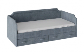 Кровать с мягкой обивкой и ящиками «Кантри» Тип 1 (900) (Замша синяя) в Искитиме - iskitim.katalogmebeli.com | фото