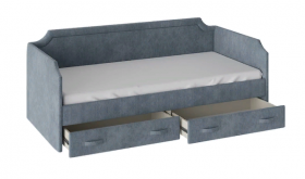 Кровать с мягкой обивкой и ящиками «Кантри» Тип 1 (900) (Замша синяя) в Искитиме - iskitim.katalogmebeli.com | фото 2